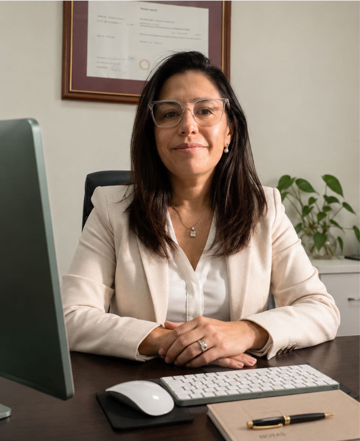 Estela Mary López en su estudio jurídico